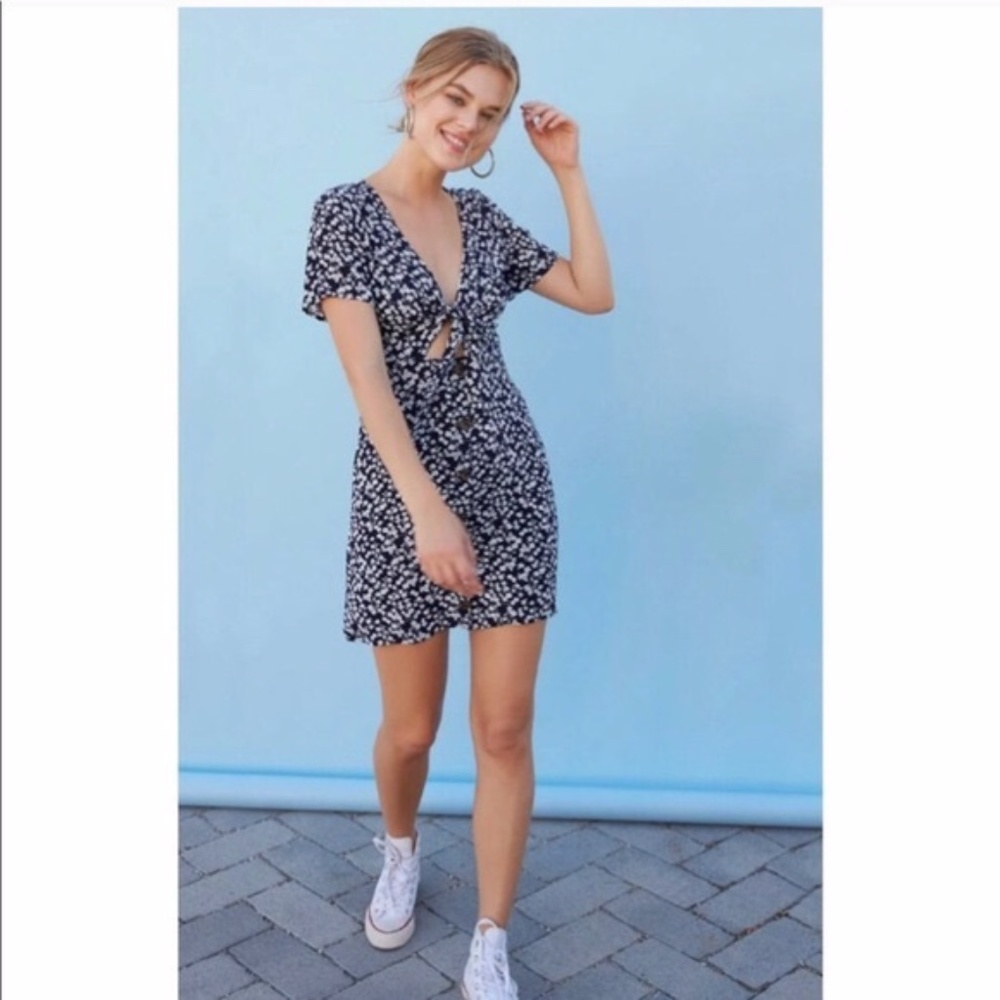 Lottie Moss Tie-Front Floral Dress sz xs